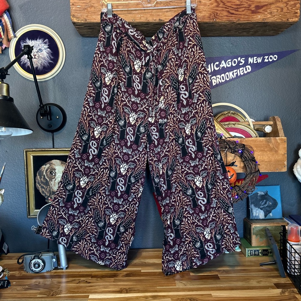 Disturbia Wide Leg Ankle Pants Culotte Goth Witchy Palmistry
